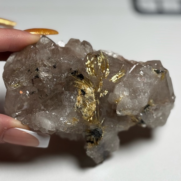 Stunning Smokey Quartz Hematite Gold Rutile Raw Mineral   🇧🇷 Collectors Piece - Picture 12 of 12